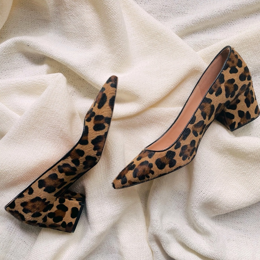 Jcrew calf hair cheetah heels